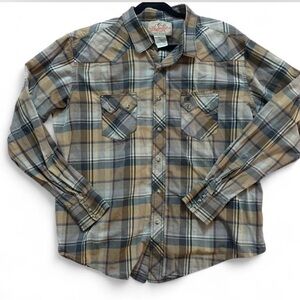 RARE FIND: Men's XL Wrangler 100% Cotton Pearl Snap Western Shirt classic plaid